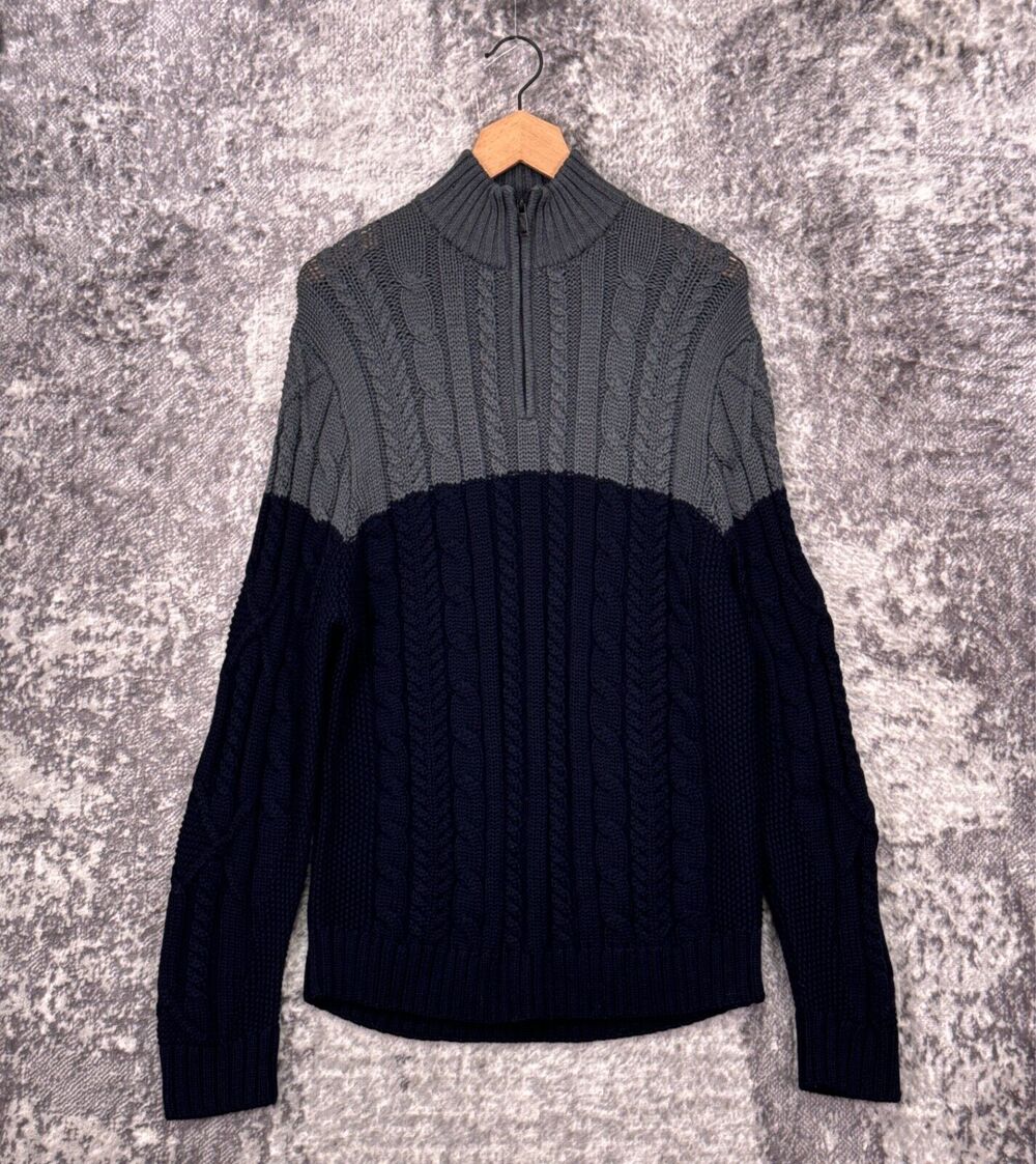 Rodd & Gunn Sweater Medium Mens Merino Wool Cable Knit Half Zip Color Block